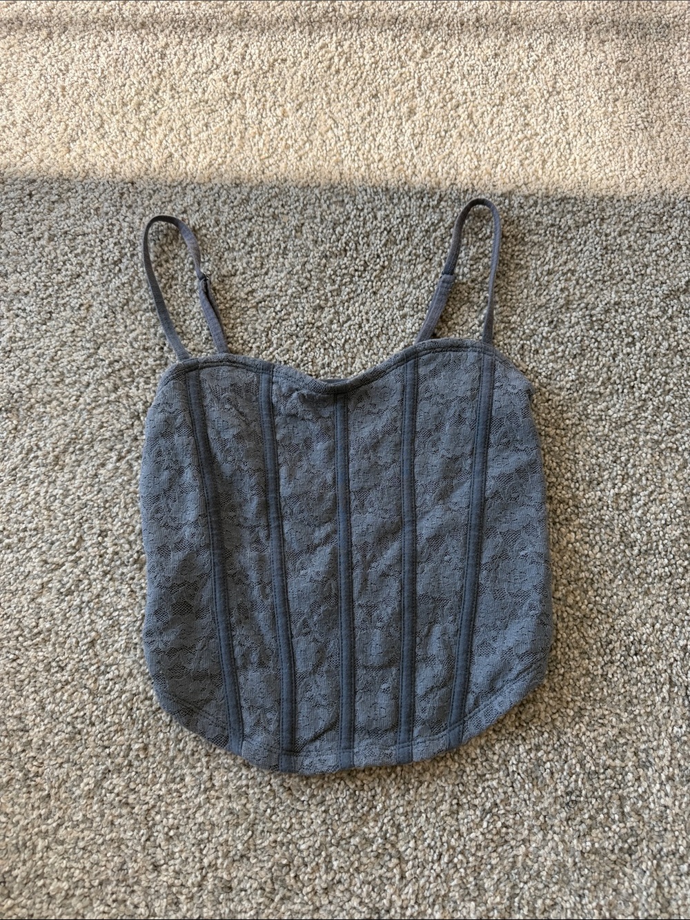 Blue/Gray Lace Corset-Style Cami Tank Top